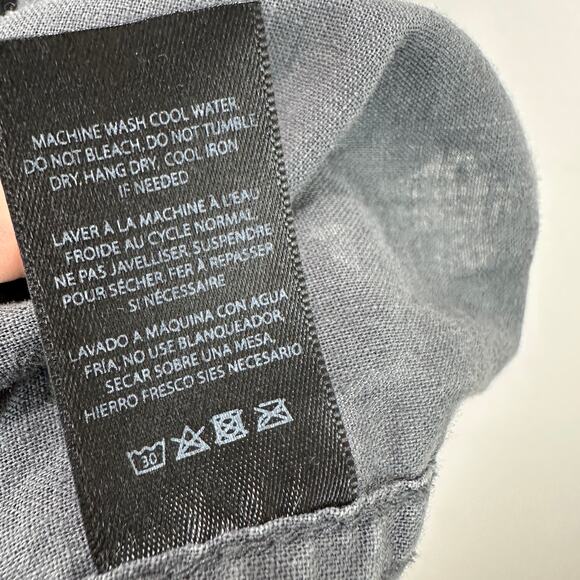 Onia Linen Blend Short Sleeve Button Down Shirt Gray Minimalist Vacation Mens XL - Picture 7 of 8